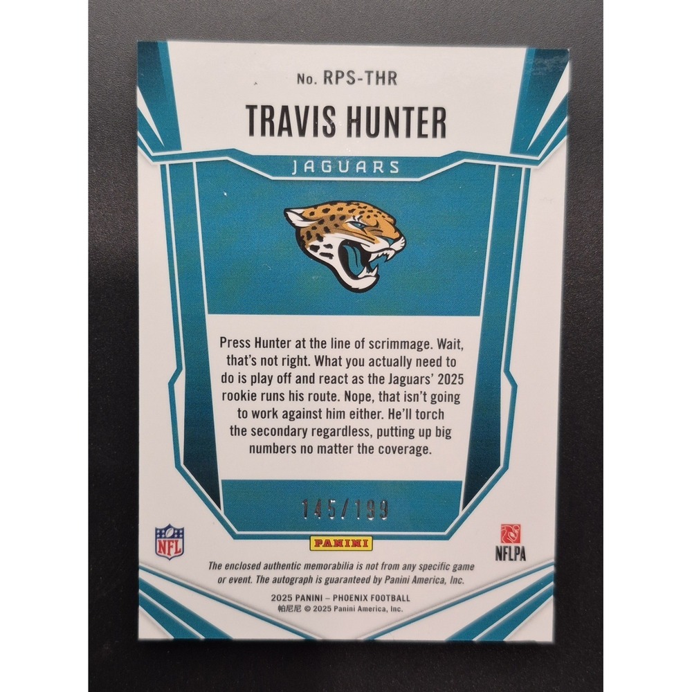 2025 Panini Phoenix Rookie Patch Auto Travis Hunter Bronze Pandora #RPS-THR /199 - Picture 8 of 12
